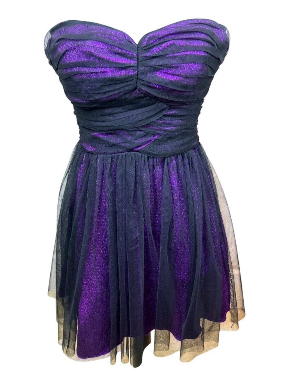 Delia's Strapless Mini Dress Sz 0 Purple Metallic Tulle Whimsigoth Fairy Grunge
